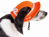 Pet Life HT10ORMD Sea Spot Sun UV Protectant Adjustable Fashion Mesh Brimmed Dog Hat Cap, Ora