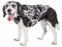 Pet Life Luxe Paw Dropping Designer Gray-Scale Tiger Pattern Mink Fur Dog Coat Jacket