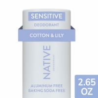 Native Men and Women Sensitive Deodorant Stick Cotton & Lily, Aluminum and Baking Soda Free Perspective: Main