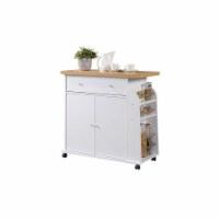 Hodedah HIK65 WHITE Kitchen Island Spice Rack & Towel Rack-White