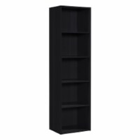 Hodedah Import 12 x 16 x 60 In 5 Shelf Bookcase Organizer, Black Wood Finish