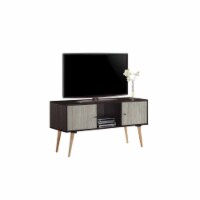 Hodedah 47  Wide Retro Entertainment Center in Chocolate-Grey Oak