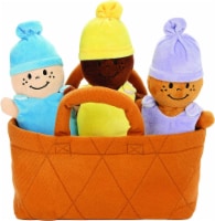 KOVOT 3 Plush Babies in Soft Carrier Basket Squeeze to Hear Them Giggle with Removable Dress