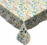 KOVOT Floral Tablecloth 60 x 84 Rectangle Oblong Table Cover - Green Leaves Painted Foliage