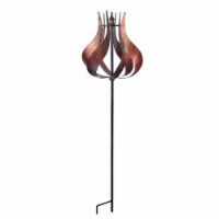 Peaktop Outdoor Tulip Kinetic Windmill Sculpture for Garden Patio Deck Decor, Tangerine
