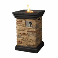 Teamson Home Outdoor Square Slate Rock Propane Gas Fire Pit for Garden Patio Decor, Natural