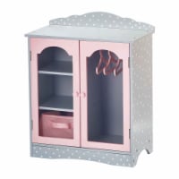 Polka Dots Princess Fancy Toy Closet with 3 Hangers for 18 Baby Dolls, Gray