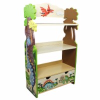 Fantasy Fields Dinosaur Kingdom Kids Wooden Bookshelf with Storage Drawer, Multicolor