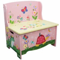 Fantasy Fields Magic Garden Kids Wooden Toy Storage Organizer Bench, Pink