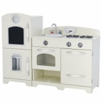Teamson Kids Little Chef Retro Kids Kitchen Playset, Pretend Play Furniture for child, White