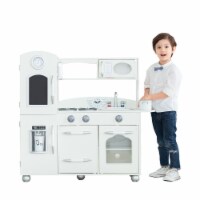 Teamson Kids Retro Wooden Play Kitchen Pretend Cooking Playset Christmas Gift, White