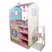 Teamson Kids Toy Baby Doll Changing Station Dollhouse with Storage, Yellow/Pink/Blue
