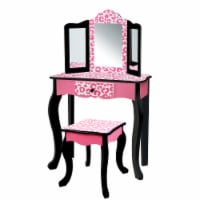 Fantasy Fields Kids Vanity Table Set Little Girl Makeup Dressing Desk Pink/Black