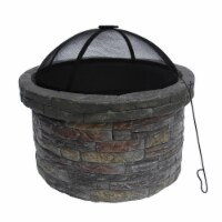 Peaktop Round Stone Fire Pit with Cover - Teamson
