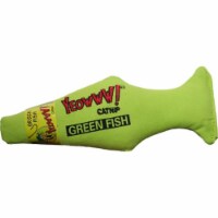 Duckyworld-Yeowww 812402000119 Green Fish Catnip Toy - 7 in.