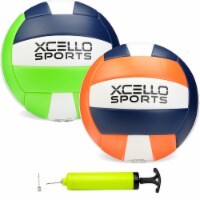 Xcello Sports Volleyball with Pump - 2/pk (Navy/Green/White and Navy/Orange/White)
