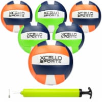 Xcello Sports Volleyball with Pump - 6/pk (Navy/Green/White and Navy/Orange/White)