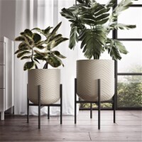 Aspire 8170 Quinn Large Modern Planters, Gray - Set of 2