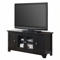 Walker Edison 52  Wood TV Console in Matte Black with Four Doors