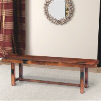 Transitional Style Mango Wood Bench with Block Leg Support, Dark Brown ,Saltoro Sherpi
