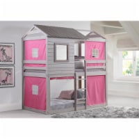 Donco kids PD-1370TTLG-P Deer Blind Twin Over Twin Bunk Loft with Pink Tent - Light Gray