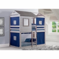 Donco kids PD-1370TTLG-B Deer Blind Twin Over Twin Bunk Loft with Blue Tent - Light Gray