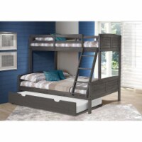Donco Kids Louver Twin Over Full Solid Wood Bunk Bed with Trundle in Gray