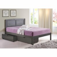 Donco Kids Louver Full Soild Wood Panel Bed with Drawers in Antique Gray