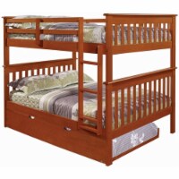 Donco Kids Full Over Full Solid Wood Mission Bunk Bed with Trundle in Espresso