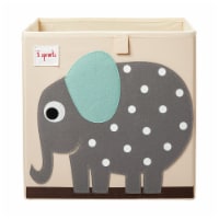 3 Sprouts Children's Foldable Fabric Storage Cube Soft Toy Bin Basket, Elephant