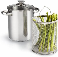 Cook N Home Asparagus Steamer Pot Stainless Steel with Basket,Glass Lid, 4 Quart, 3-Piece