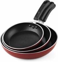 Cook N Home 2612 Nonstick Saute Fry Pan Set, 8, 9.5, and 11-Inch, Marble Red