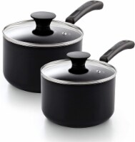 Cook N Home 1Qt and 2Qt Nonstick Saucepan set with glass lid, Black