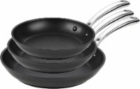 3-Piece Classic Hard Anodized Nonstick Frying Omelet Pan Set, 8"/10.5"/12",Black