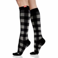 VIM & VIGR Compression Socks: 15-20 mmHg: Montana Plaid (Cotton) - Heathered Grey L/XL
