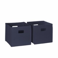 RiverRidge 2-Piece Traditional Fabric Folding Storage Bin Set in Navy
