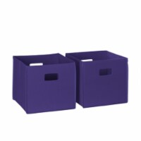 RiverRidge 2-Piece Traditional Fabric Folding Storage Bin Set in Dark Purple