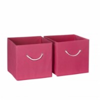 RiverRidge 2-Piece Traditional Fabric Folding Storage Bin Set in Hot Pink