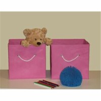 RiverRidge 2-Piece Traditional Fabric Folding Storage Bin Set in Pink