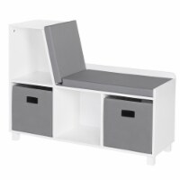 RiverRidge Book Nook Wood Kids Storage Bench with Cubbies & 2-Bin in White/Gray