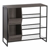 RiverRidge Afton 3-Tier Transitional Wood Shoe Rack with Storage Bins in Gray