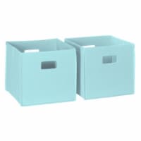 RiverRidge 2-Piece Traditional Fabric Folding Storage Bin Set in Aqua Blue