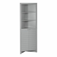 RiverRidge Madison Tall Transitional Wood Corner Cabinet in Gray