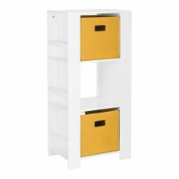 RiverRidge Book Nook Wood Kid Cubby Tower w/ Bookshelves & 2-Bin in White/Yellow