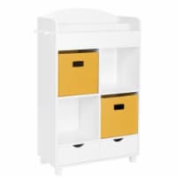 RiverRidge Book Nook Kids Cubby Cabinet with Bookrack & 2 Bins in White/Yellow