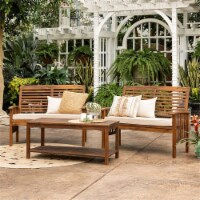 3-Piece Acacia Wood Patio Conversation Set - Dark Brown