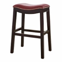 New Ridge Home Goods Julian 25  Faux Leather Counter Height Barstool in Red