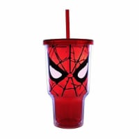 Silver Buffalo 32 oz Spider-Man Eyes Jumbo Plastic Cold Cup with Lid & Straw