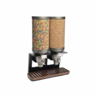 Rosseto Serving Solutions EZ541 Double Container XL Table-Top Cereal Dispenser with Walnut Tr