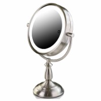 Ovente Lighted Standing Vanity Makeup Mirror with LED Lights - Brushed Nickel